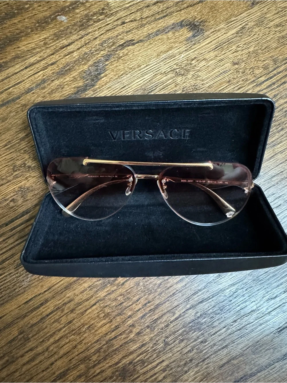 Versace Rose Gold Gradient Aviator Sunglasses